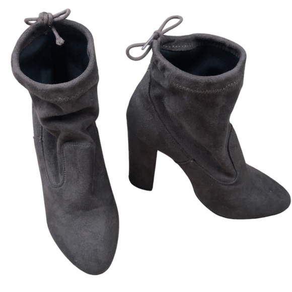 ASOS Public Desire Jenna Tie Back Brown Heeled Women’s Suede Ankle Booties Boot - Picture 6 of 11